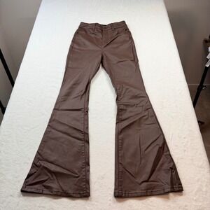 Legend Coated Flare Pants Women Size L Brown Excellent High Rise Bell Bottom